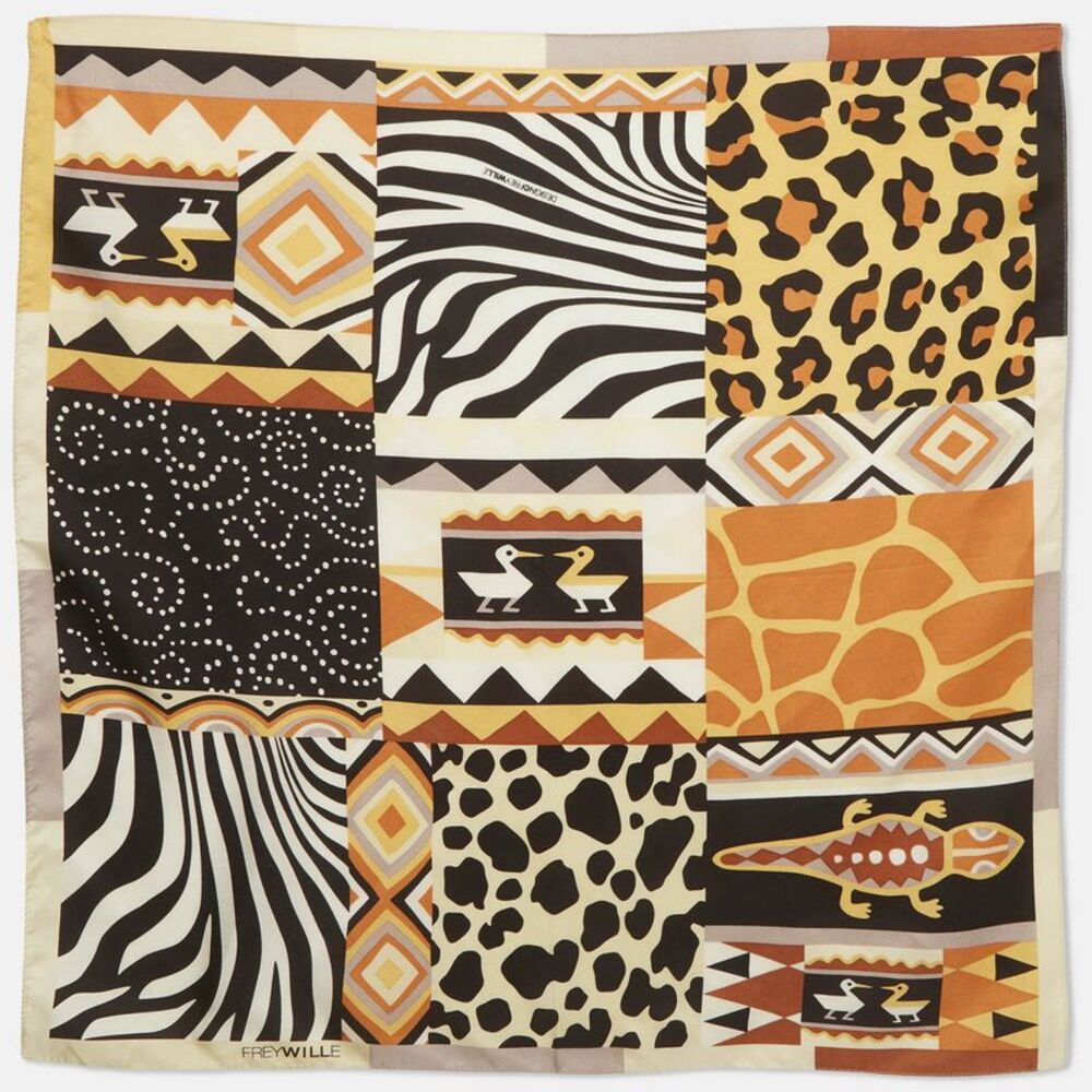 Frey Wille Brown Print Silk Square Scarf